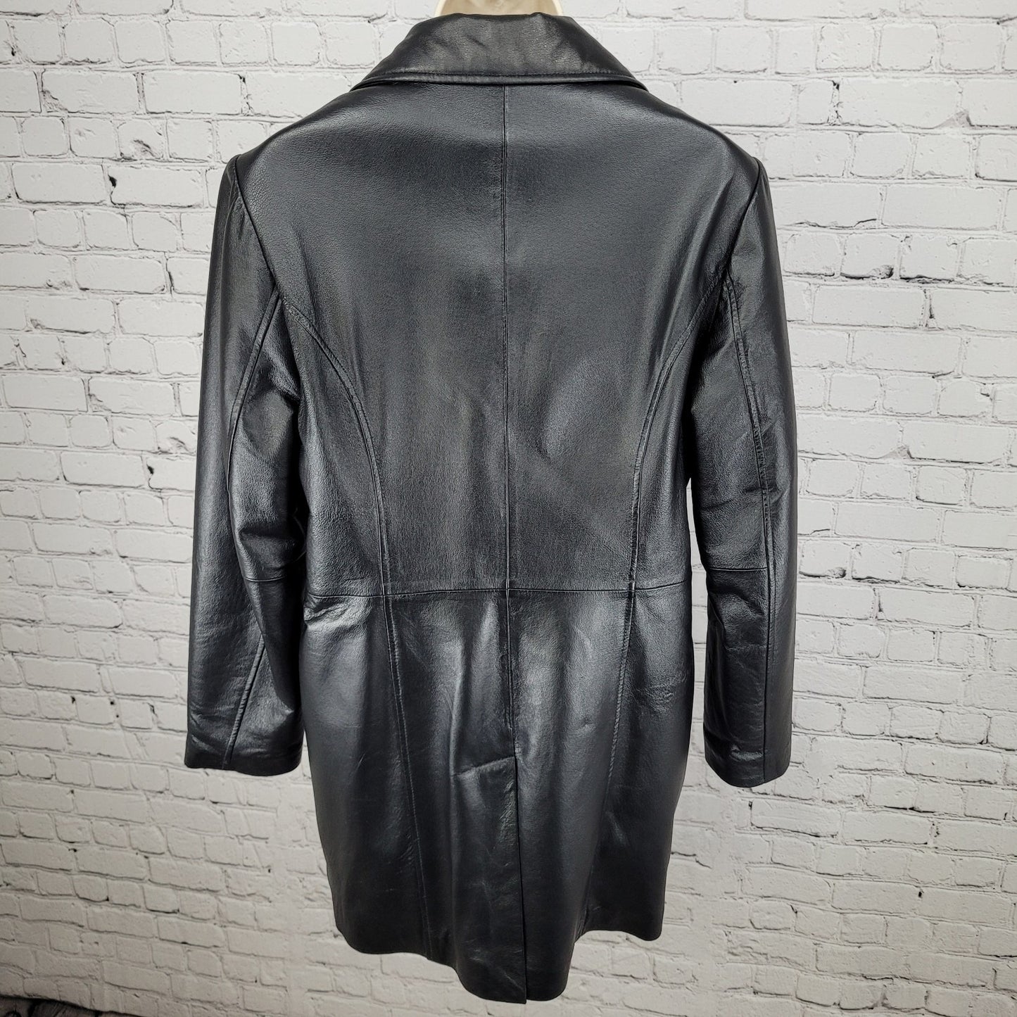 Phase Two Black Genuine Leather Buttoned Lined Inner Pocket Jacket Size Medium M