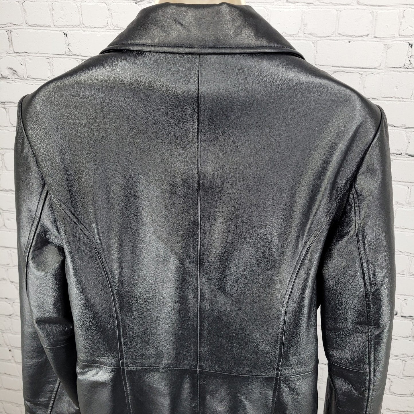 Phase Two Black Genuine Leather Buttoned Lined Inner Pocket Jacket Size Medium M