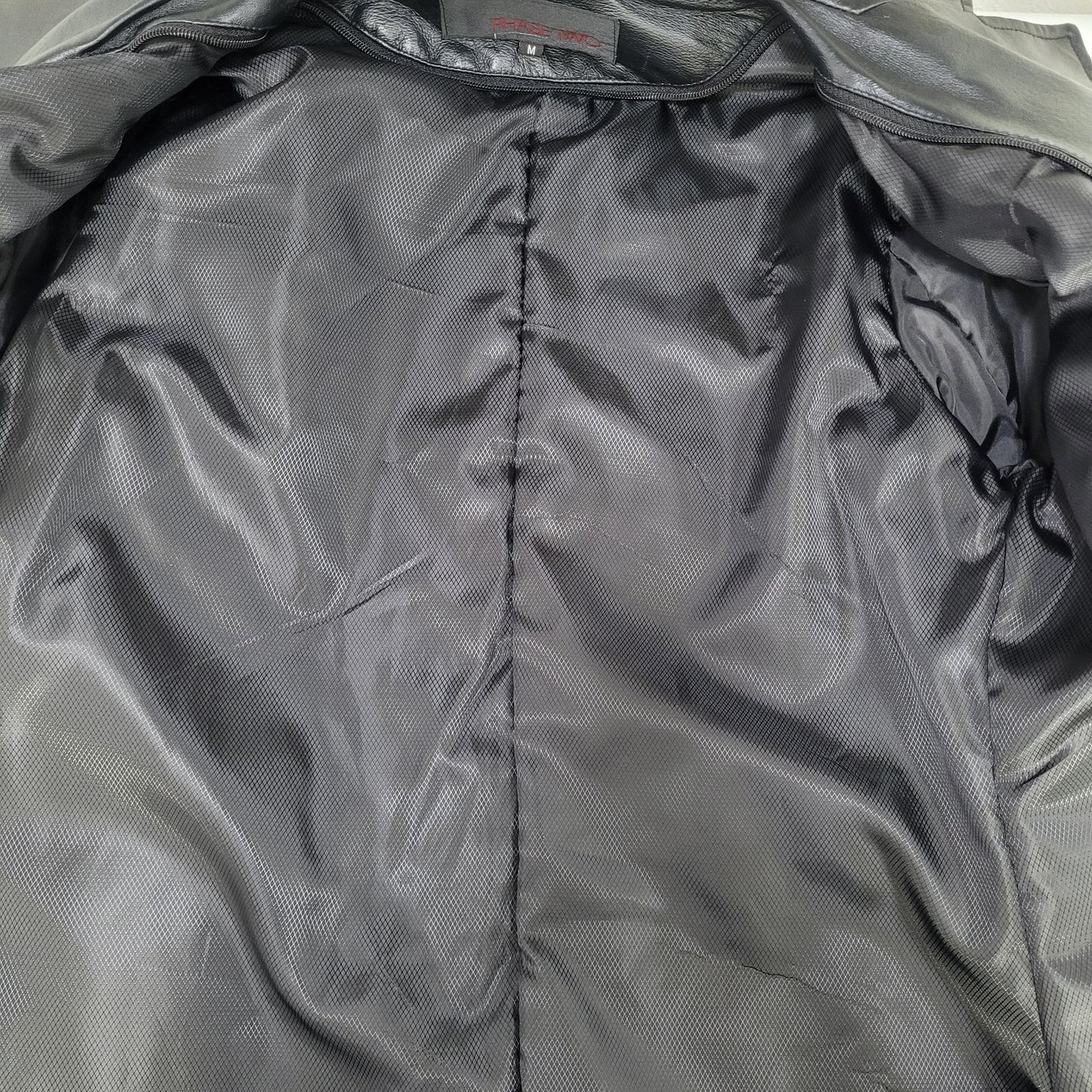 Phase Two Black Genuine Leather Buttoned Lined Inner Pocket Jacket Size Medium M