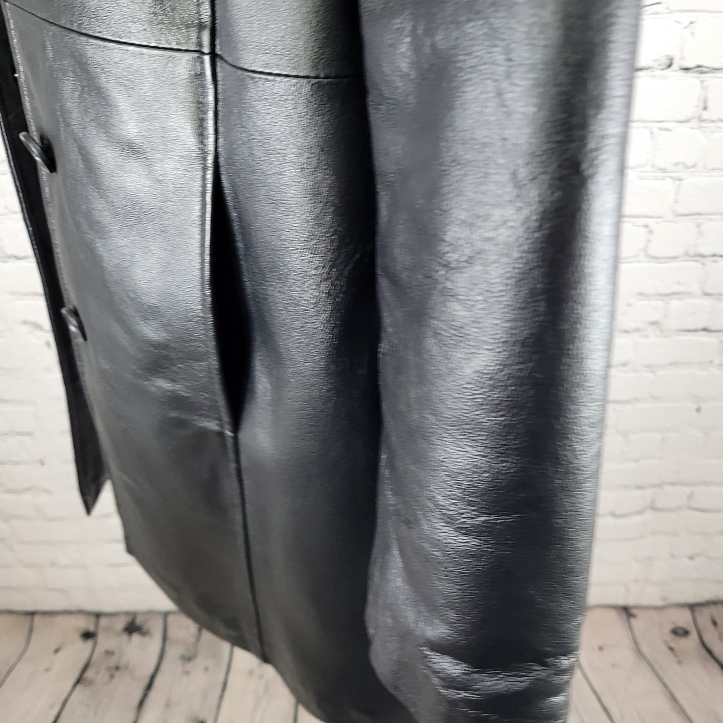 Phase Two Black Genuine Leather Buttoned Lined Inner Pocket Jacket Size Medium M