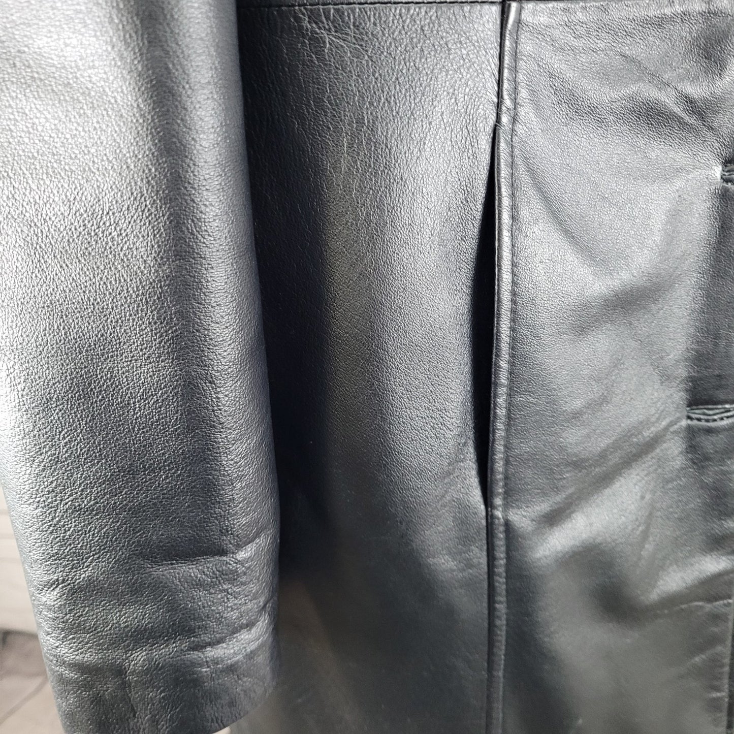 Phase Two Black Genuine Leather Buttoned Lined Inner Pocket Jacket Size Medium M