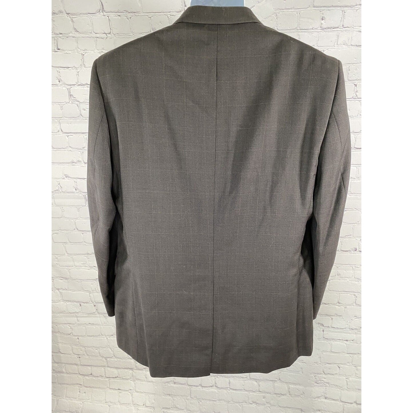 Jos A Bank Chocolate Brown Windowpane Check 2 Button Blazer Jacket Wool 43R