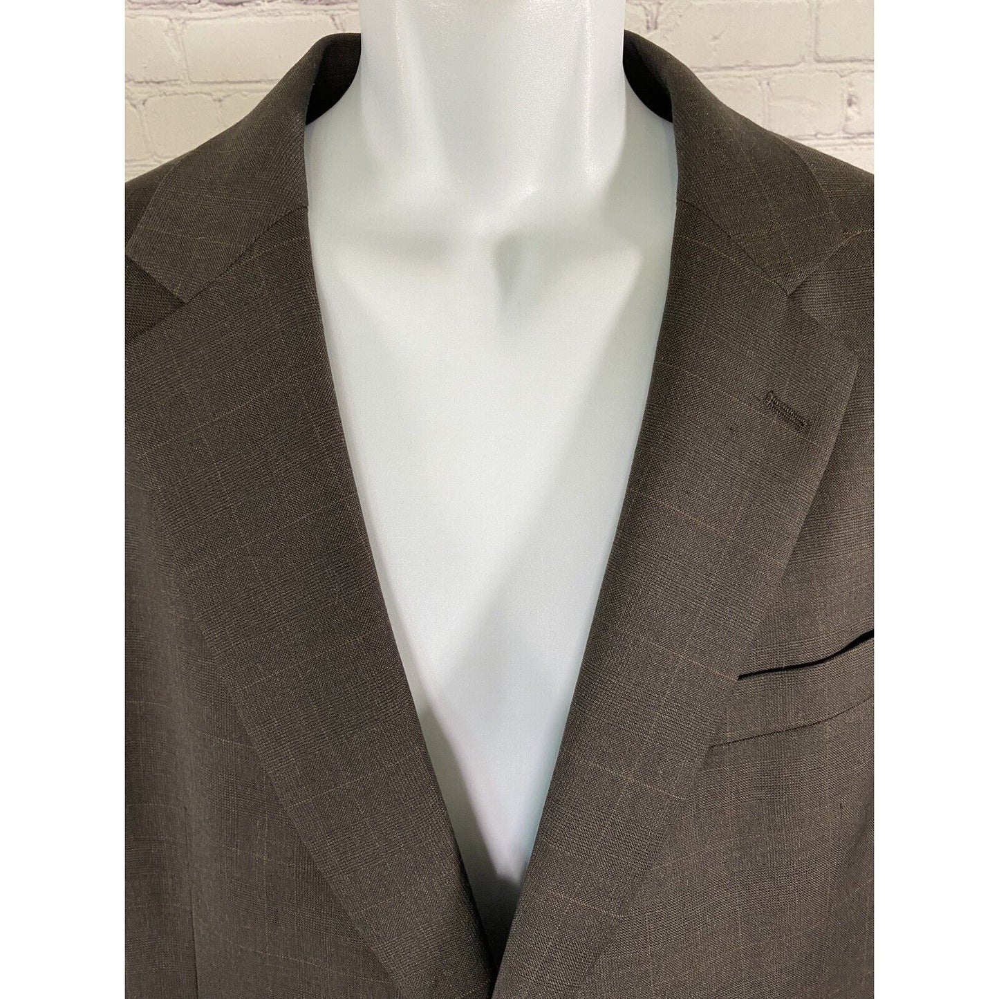 Jos A Bank Chocolate Brown Windowpane Check 2 Button Blazer Jacket Wool 43R