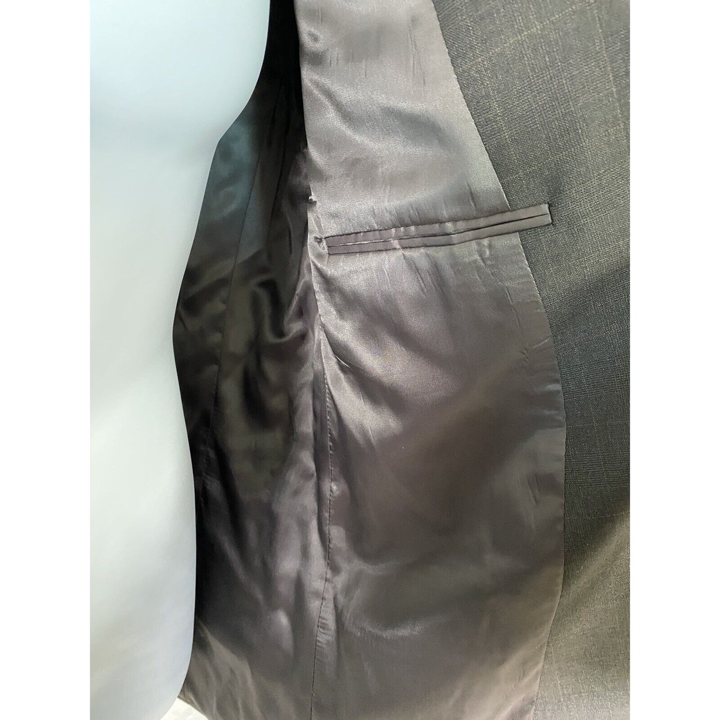Jos A Bank Chocolate Brown Windowpane Check 2 Button Blazer Jacket Wool 43R