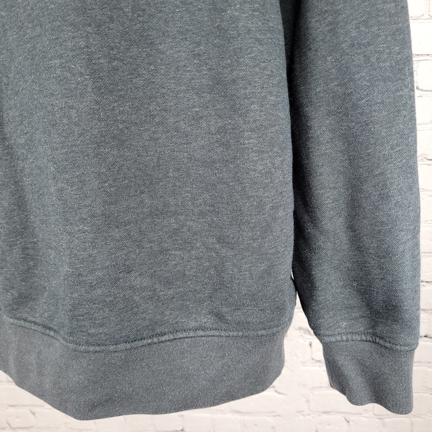 Orvis Grey 1/4 Zip Snap Mock Neck Fleece Lined Pullover Sweatshirt Size Large L