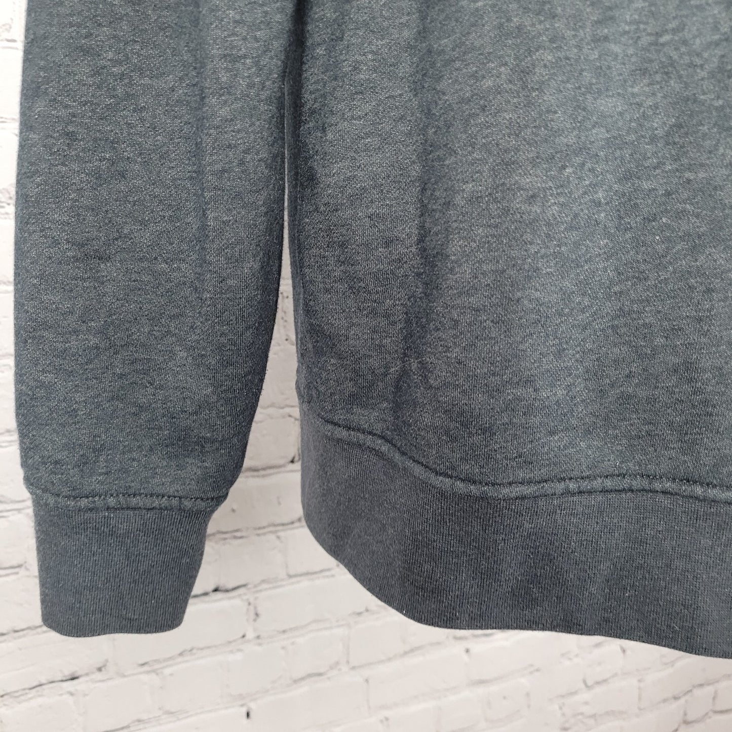 Orvis Grey 1/4 Zip Snap Mock Neck Fleece Lined Pullover Sweatshirt Size Large L