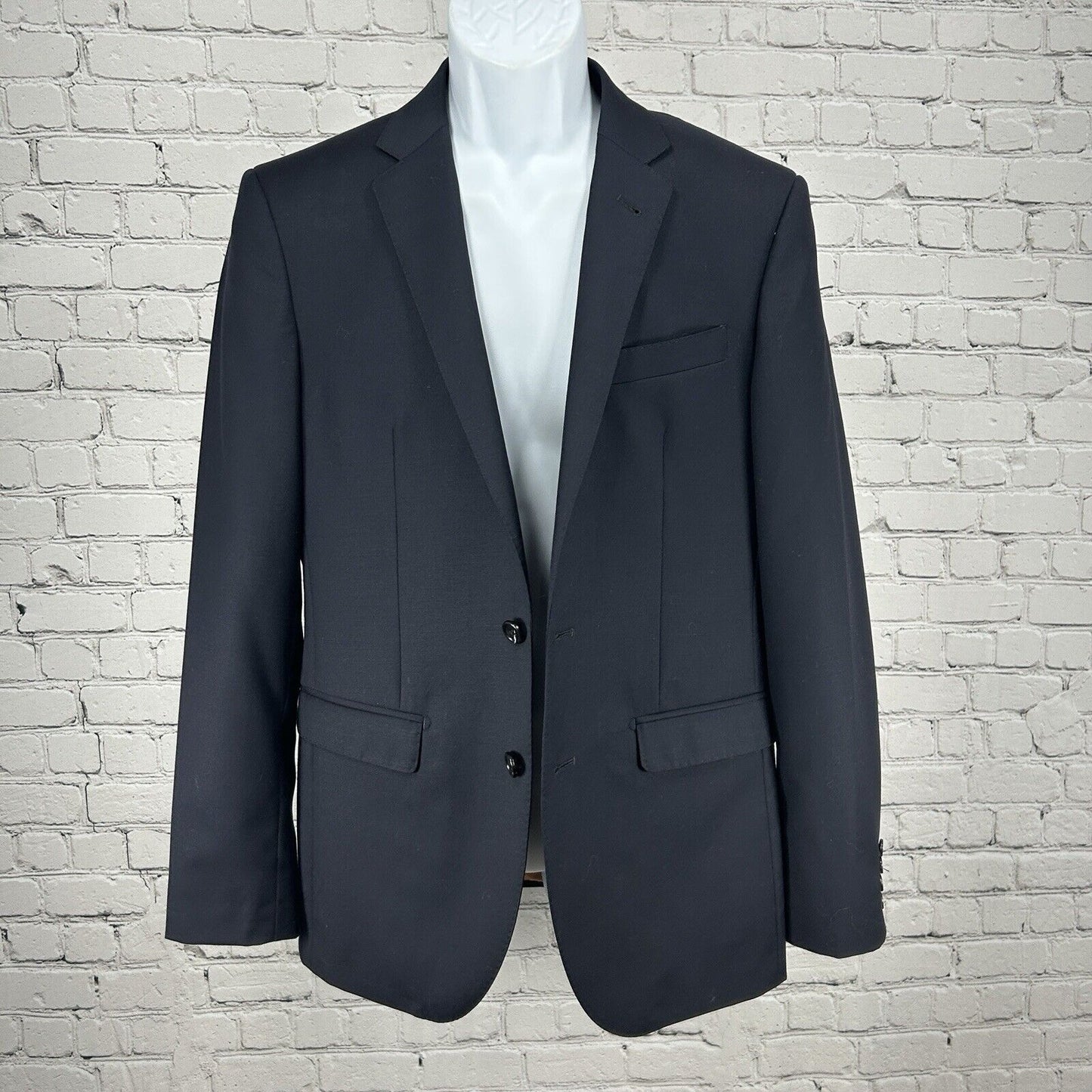 Prive Baroni Super 150s Blue Wool 2 Button Double Vent Sport Coat Men Size 38R