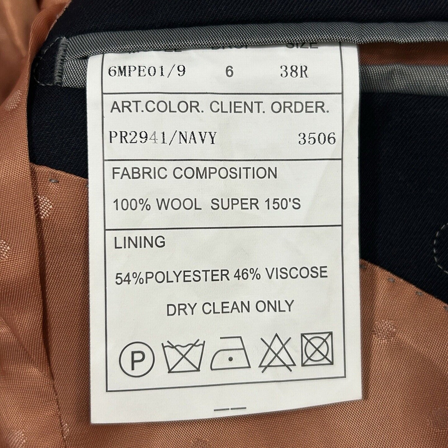 Prive Baroni Super 150s Blue Wool 2 Button Double Vent Sport Coat Men Size 38R