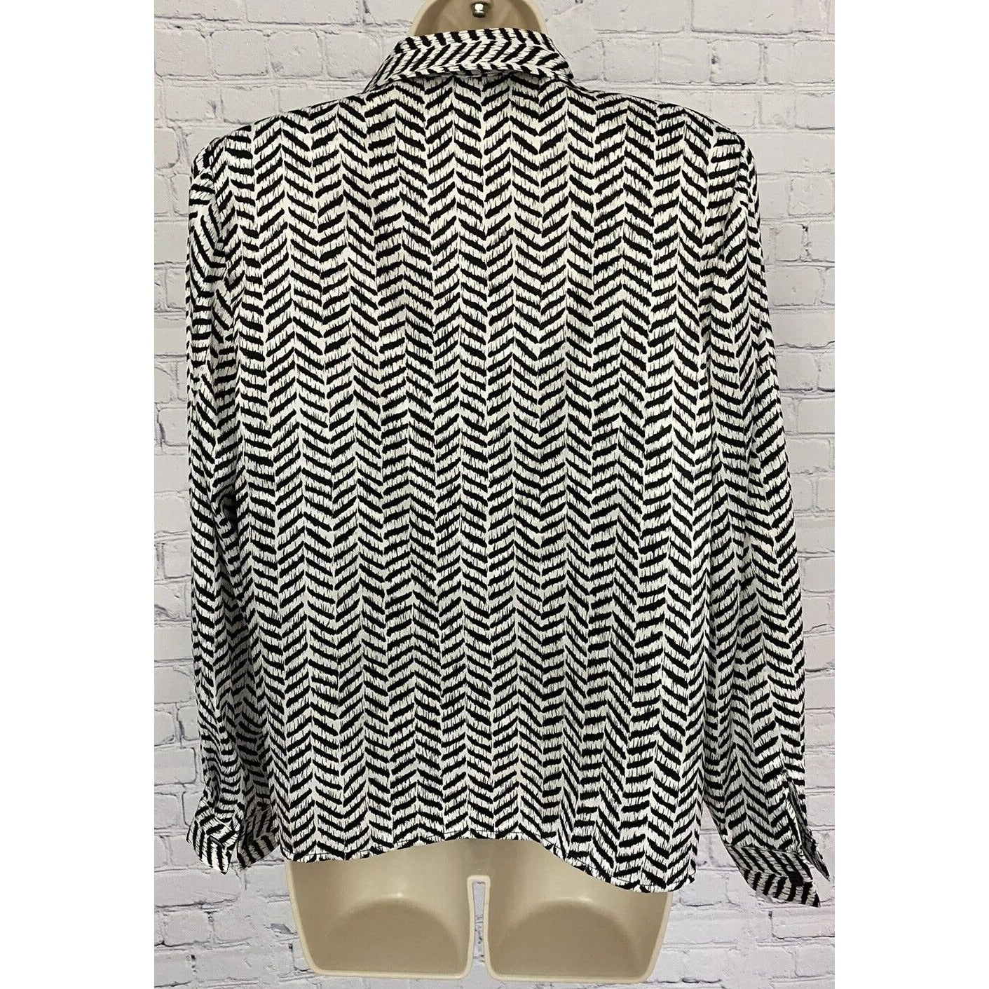 Joan Leslie Petite Zebra Pattern Long Sleeve Shoulder Padded Blouse 10P