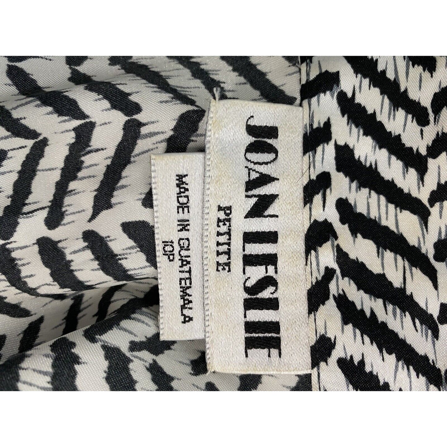 Joan Leslie Petite Zebra Pattern Long Sleeve Shoulder Padded Blouse 10P