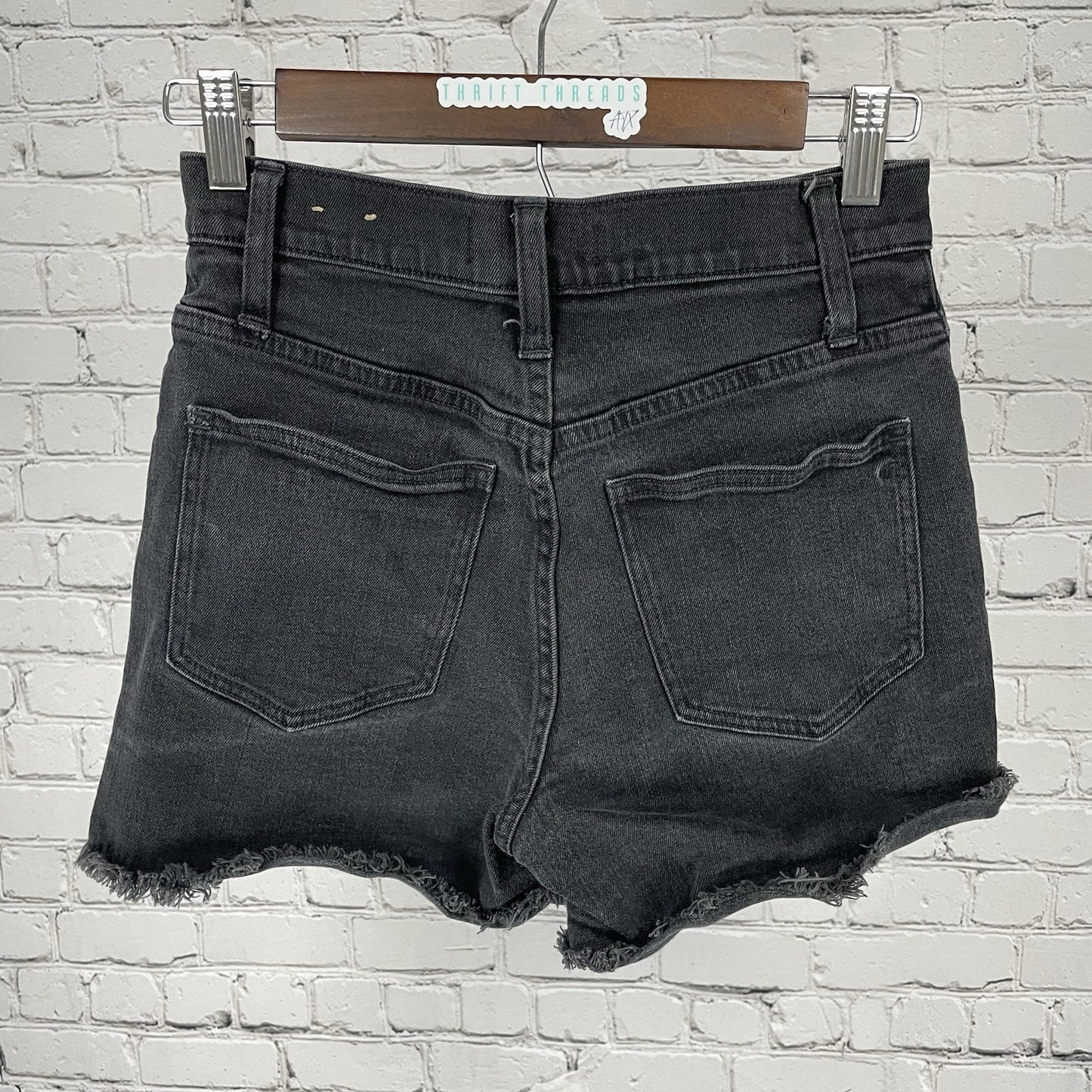 Madewell Faded Black Denim Cotton Cut Off Raw Hem Stretch Shorts Size 24 (25x4)