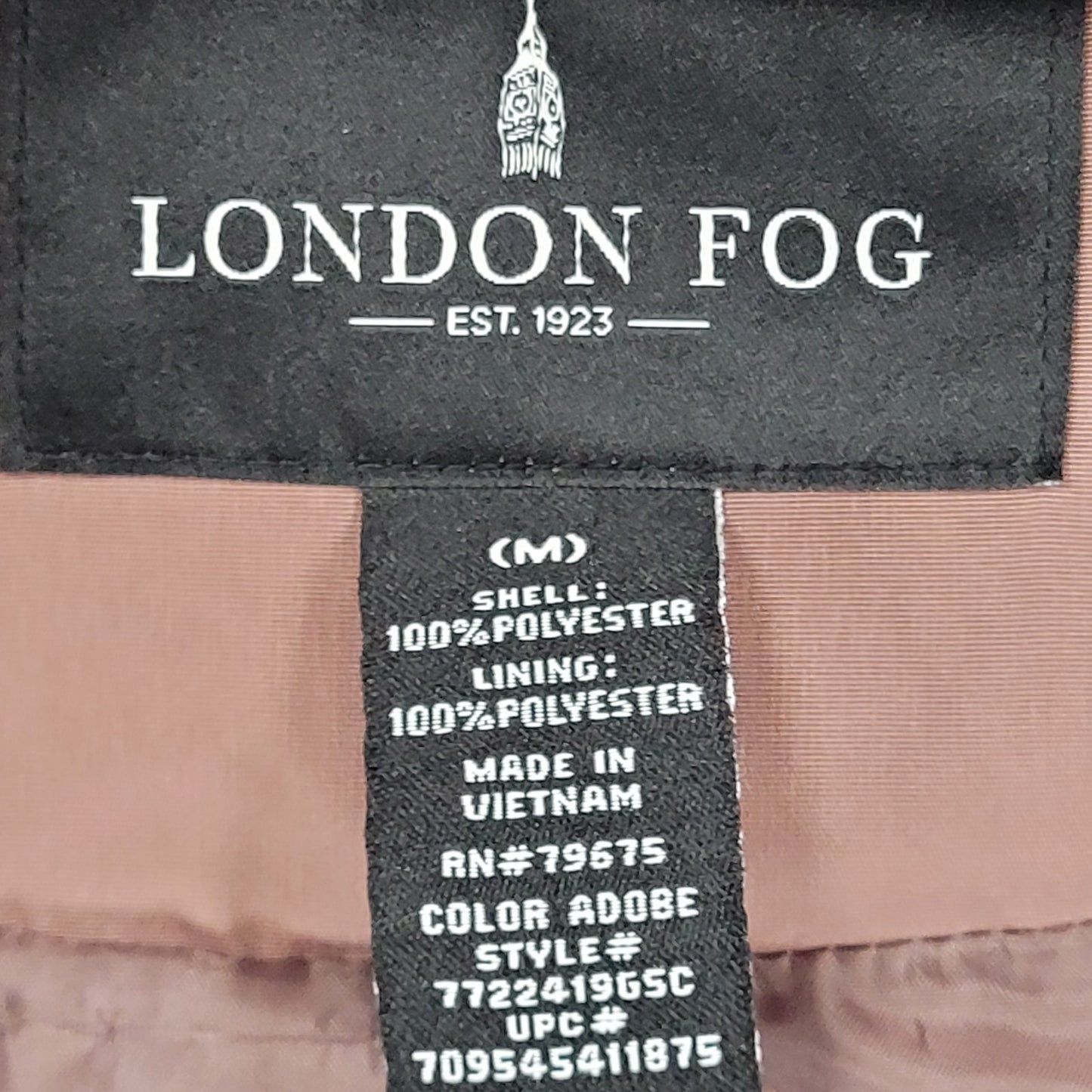 London Fog Adobe Brown Removable Hood Belted Snapped Rain Jacket Size Medium M