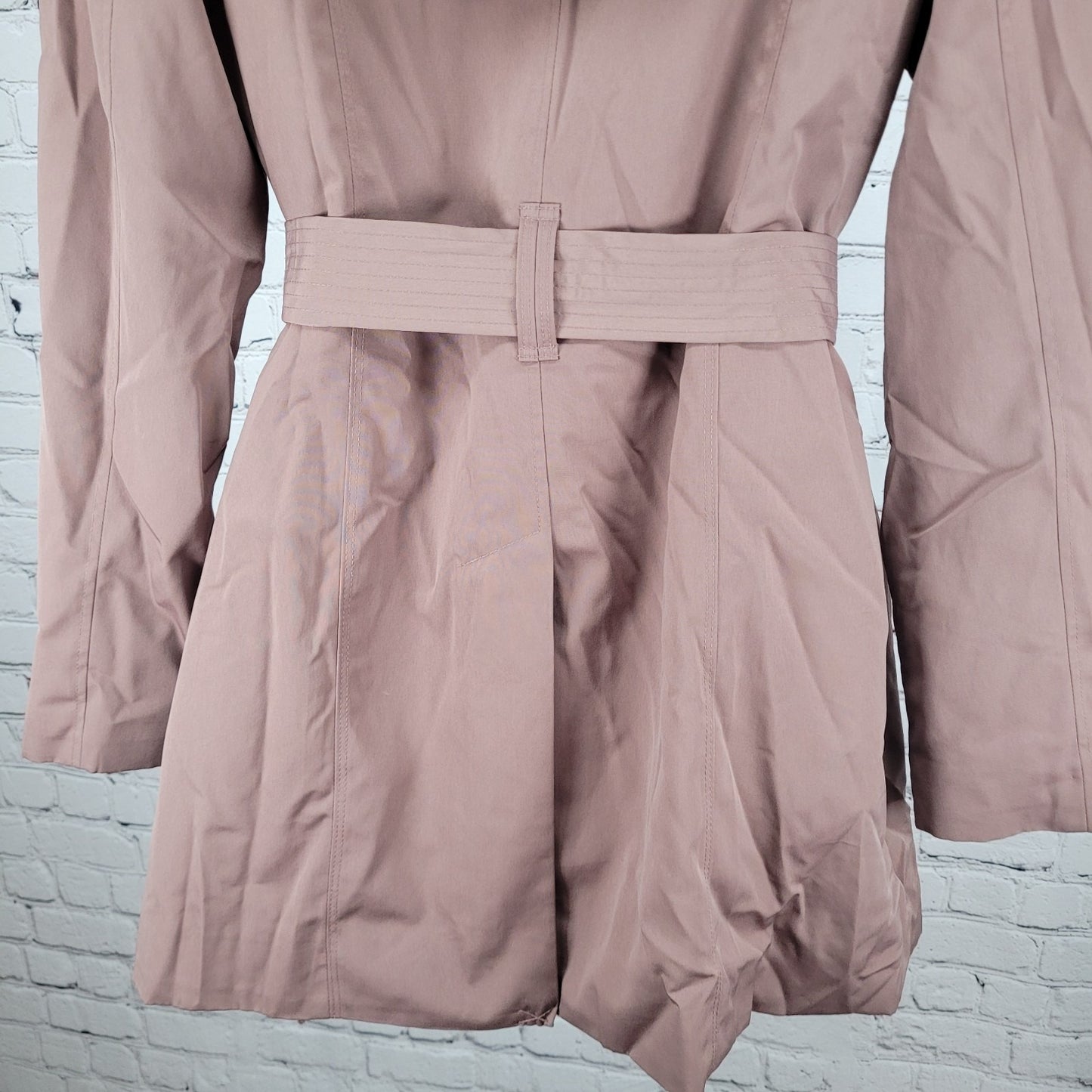 London Fog Adobe Brown Removable Hood Belted Snapped Rain Jacket Size Medium M