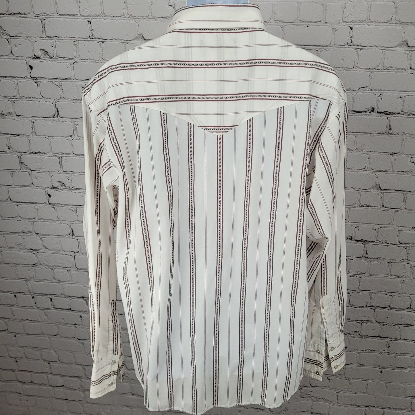 VTG Wrangler White Striped Western Pearl Snap Long Sleeve Lightweight Shirt XL