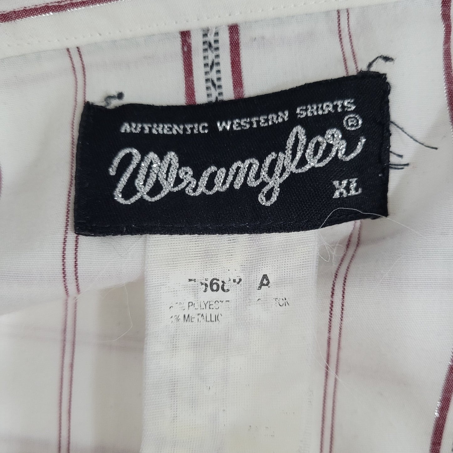 VTG Wrangler White Striped Western Pearl Snap Long Sleeve Lightweight Shirt XL