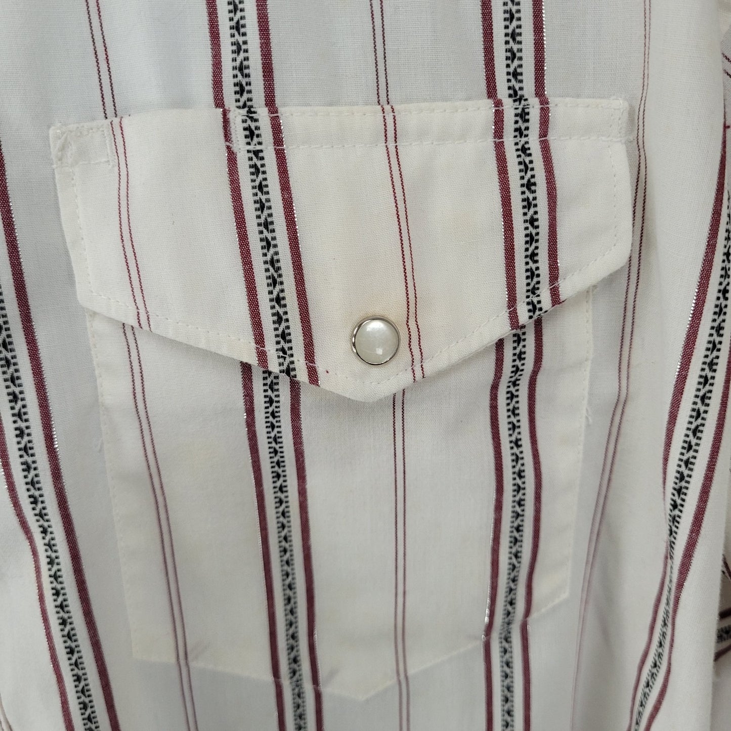 VTG Wrangler White Striped Western Pearl Snap Long Sleeve Lightweight Shirt XL
