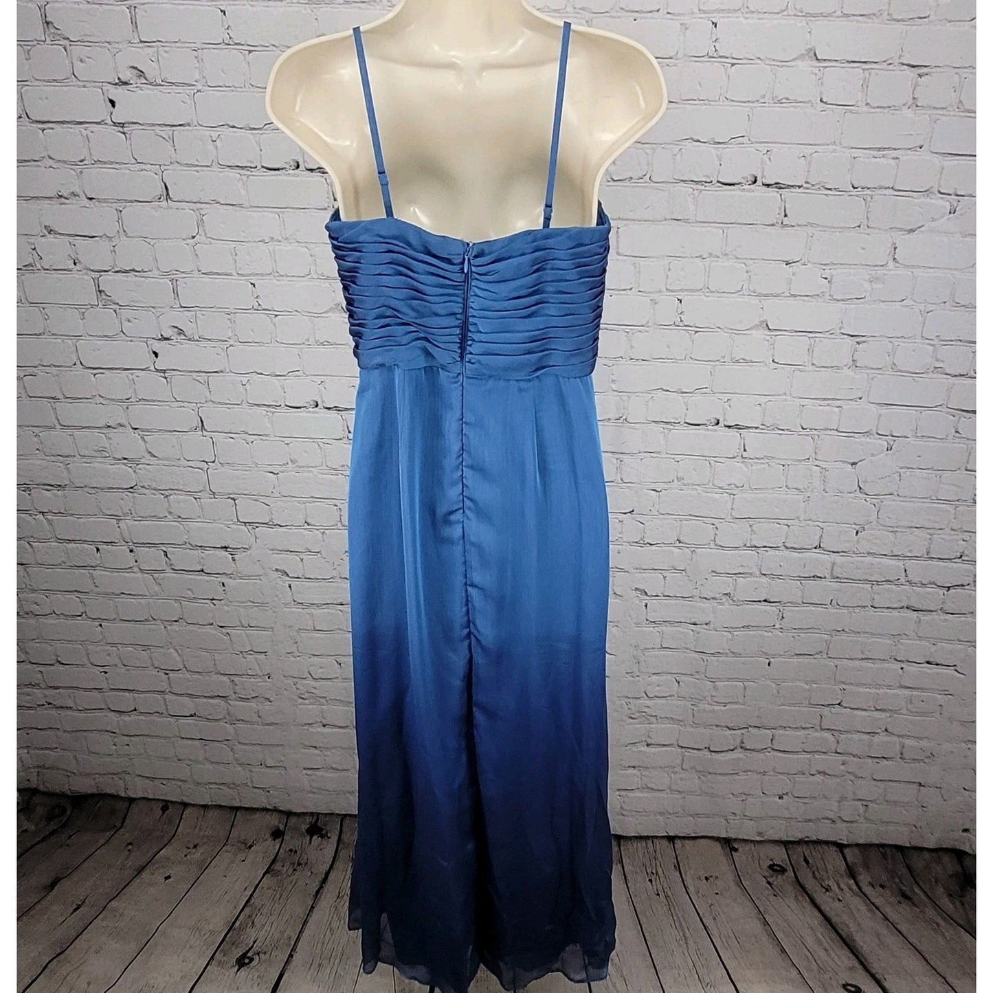 Adrianna Papell Ocassions Blue Purple Sheen Chiffon Heart Broach Dress Size 4