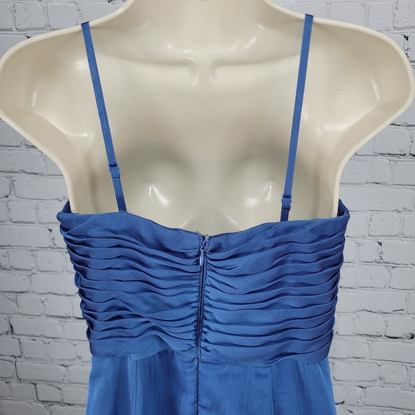 Adrianna Papell Ocassions Blue Purple Sheen Chiffon Heart Broach Dress Size 4