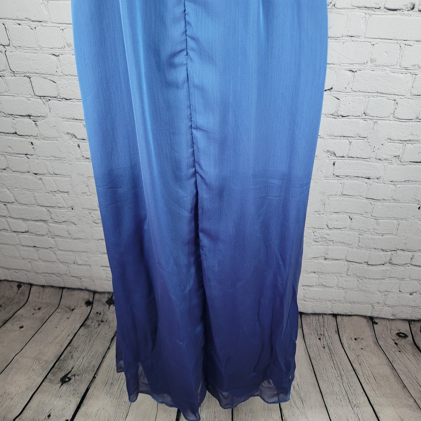 Adrianna Papell Ocassions Blue Purple Sheen Chiffon Heart Broach Dress Size 4