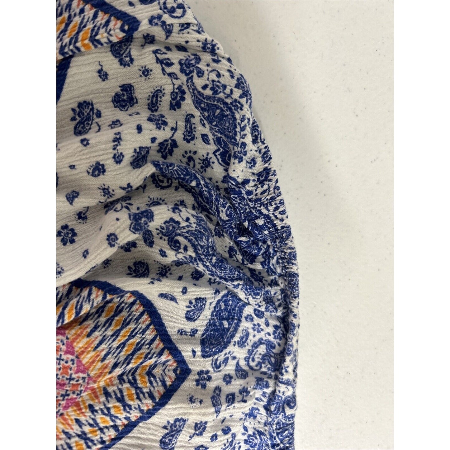 Green Dragon White Blue Orange Pink Paisley Strapless Maxi Dress Women’s L