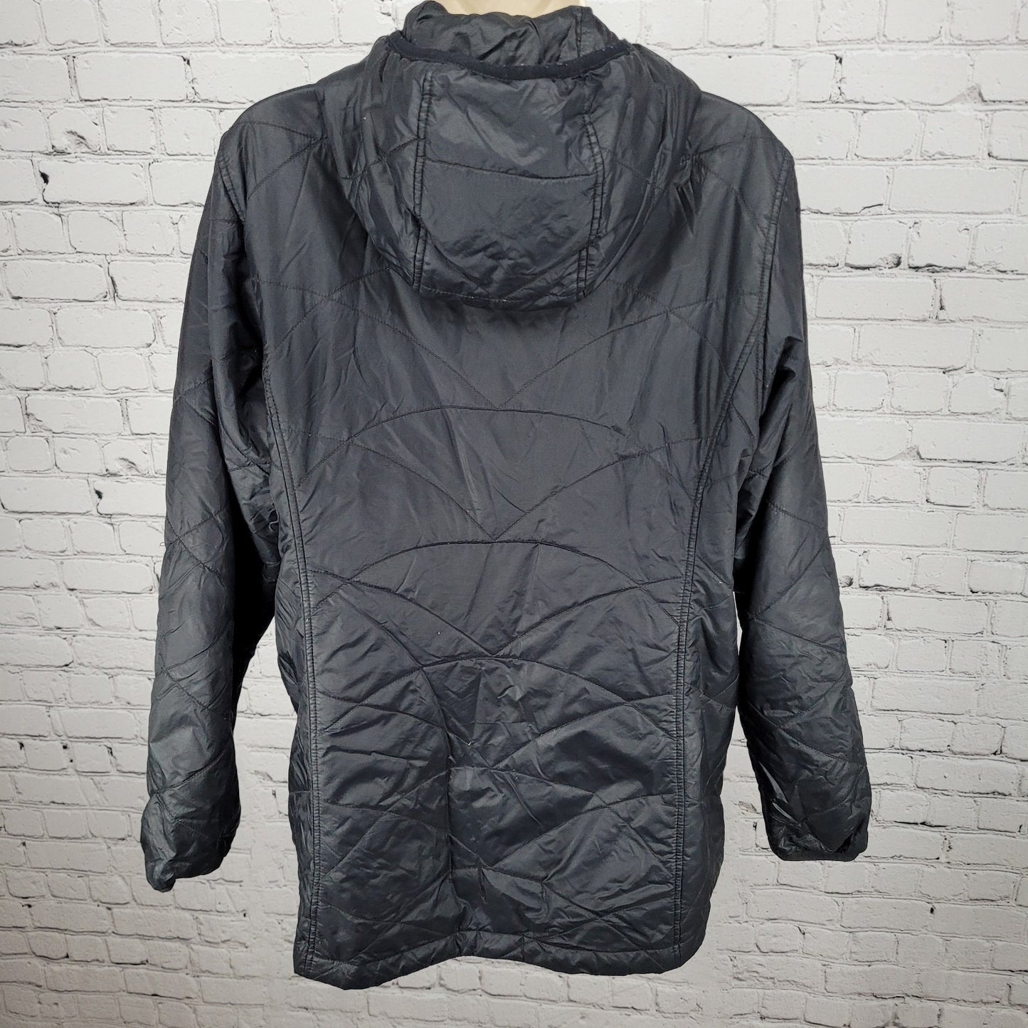 L.L. Bean Black Primaloft Packable Lightweight Insulated Hooded Zip Jacket Large