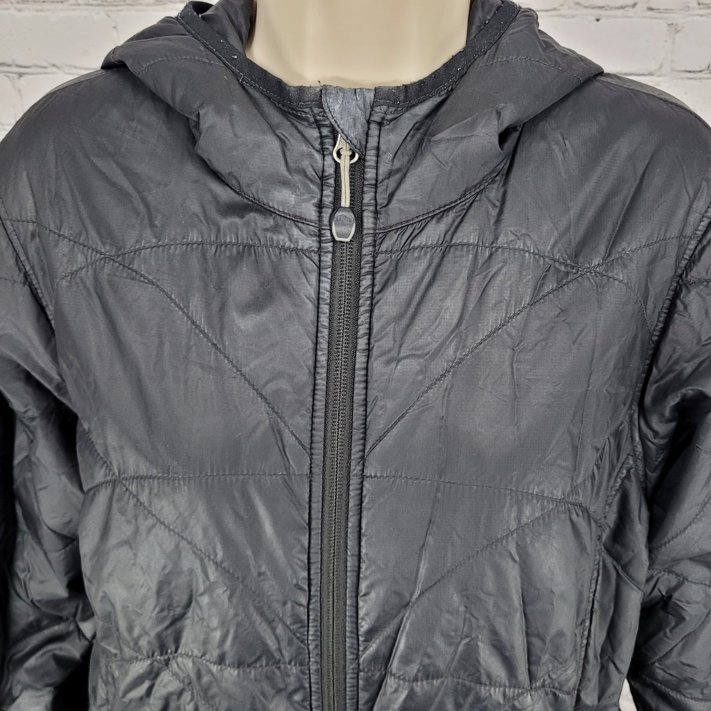 L.L. Bean Black Primaloft Packable Lightweight Insulated Hooded Zip Jacket Large