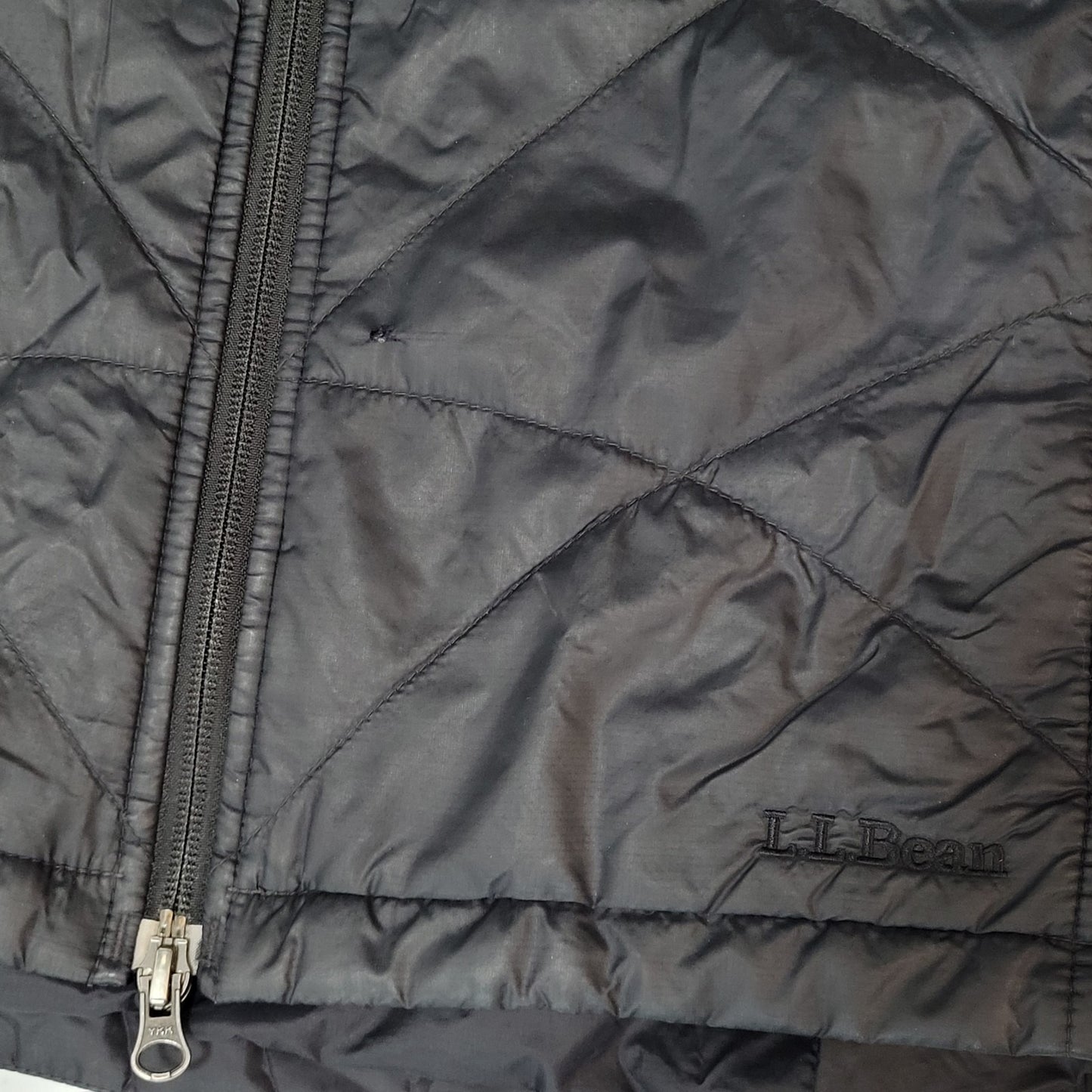L.L. Bean Black Primaloft Packable Lightweight Insulated Hooded Zip Jacket Large
