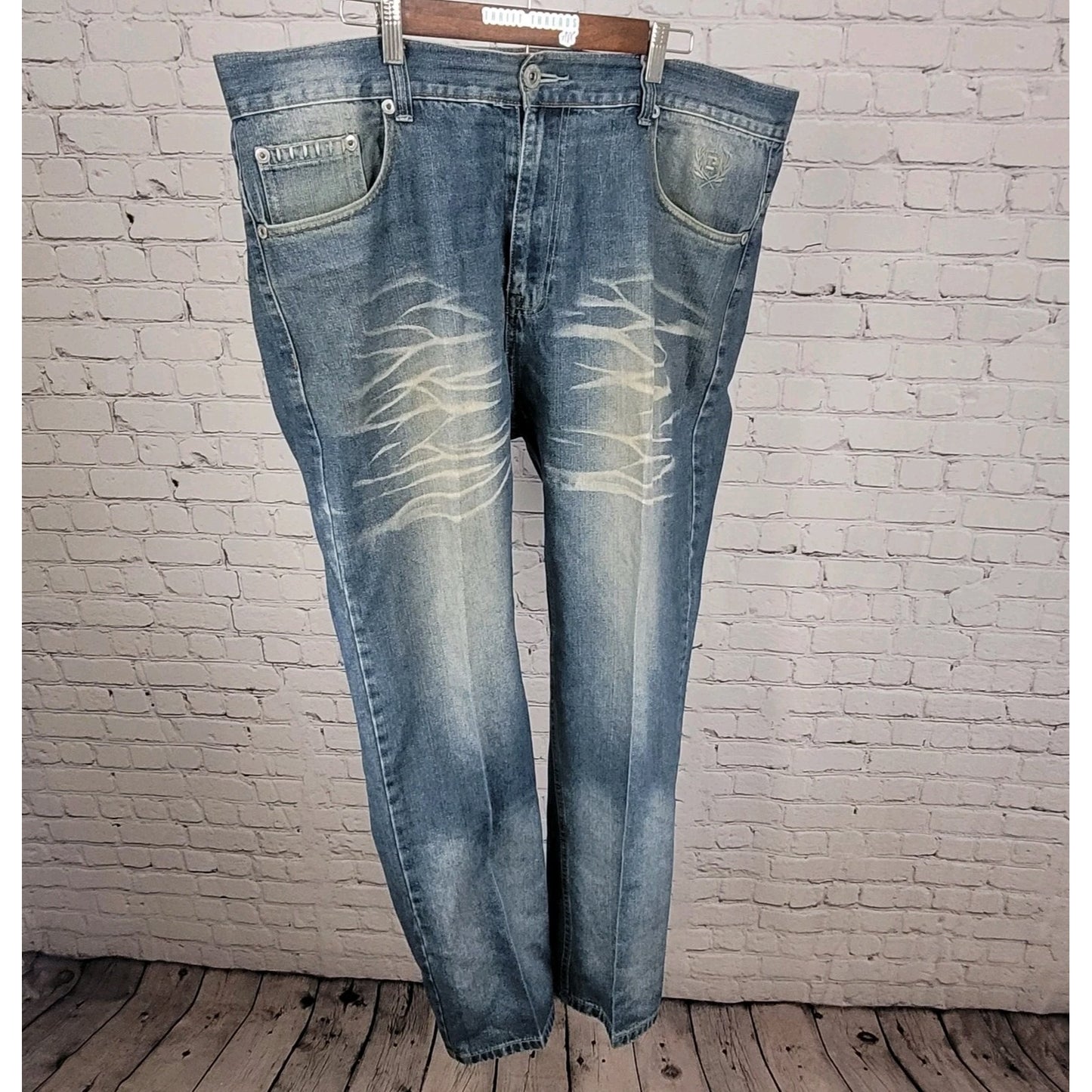Phat Farm Classics Blue Denim 100% Cotton Straight Leg Jeans Size 42 (42x32)