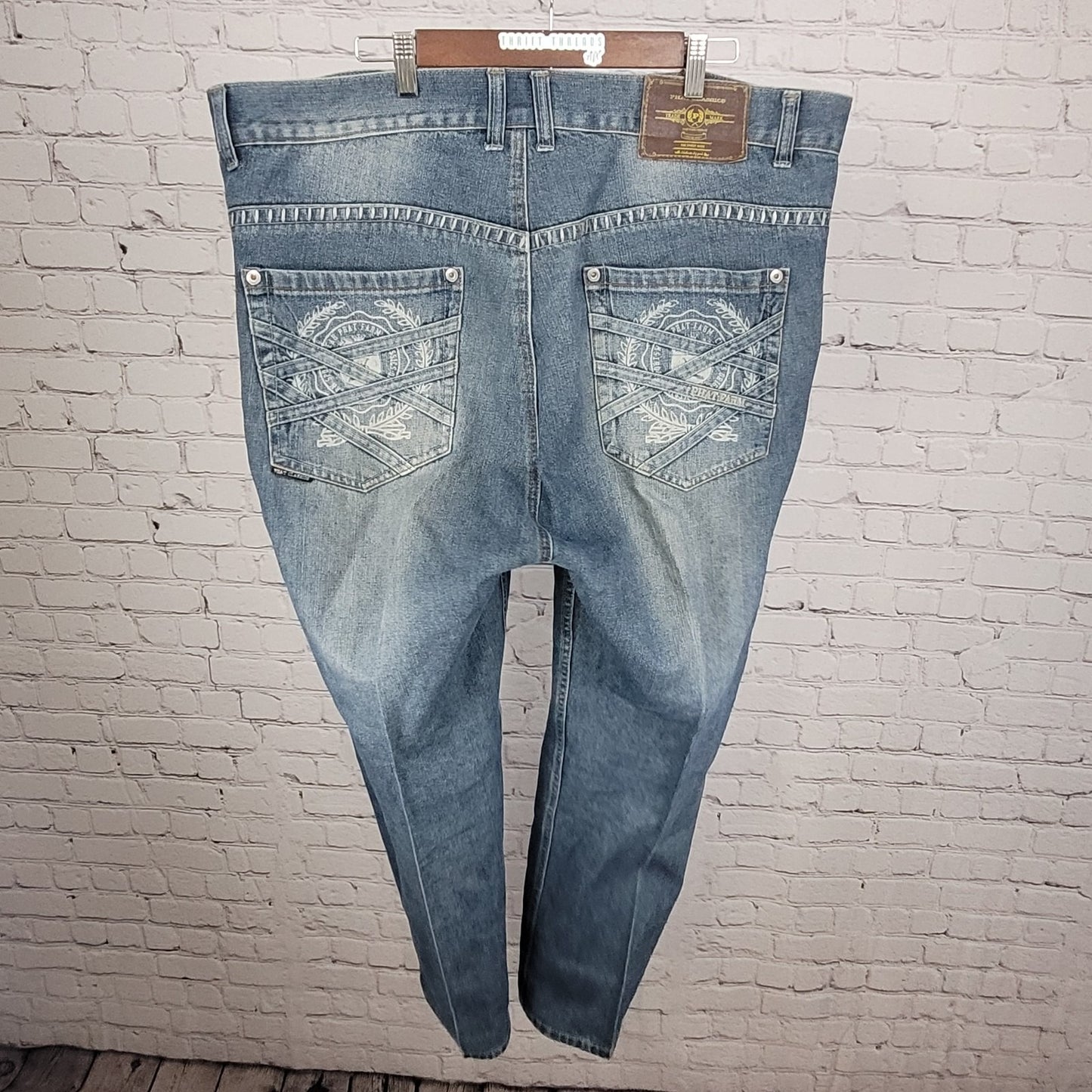 Phat Farm Classics Blue Denim 100% Cotton Straight Leg Jeans Size 42 (42x32)