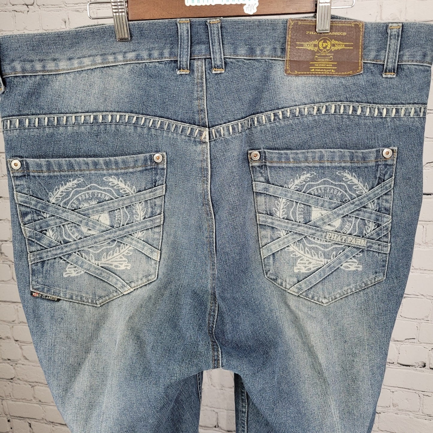 Phat Farm Classics Blue Denim 100% Cotton Straight Leg Jeans Size 42 (42x32)