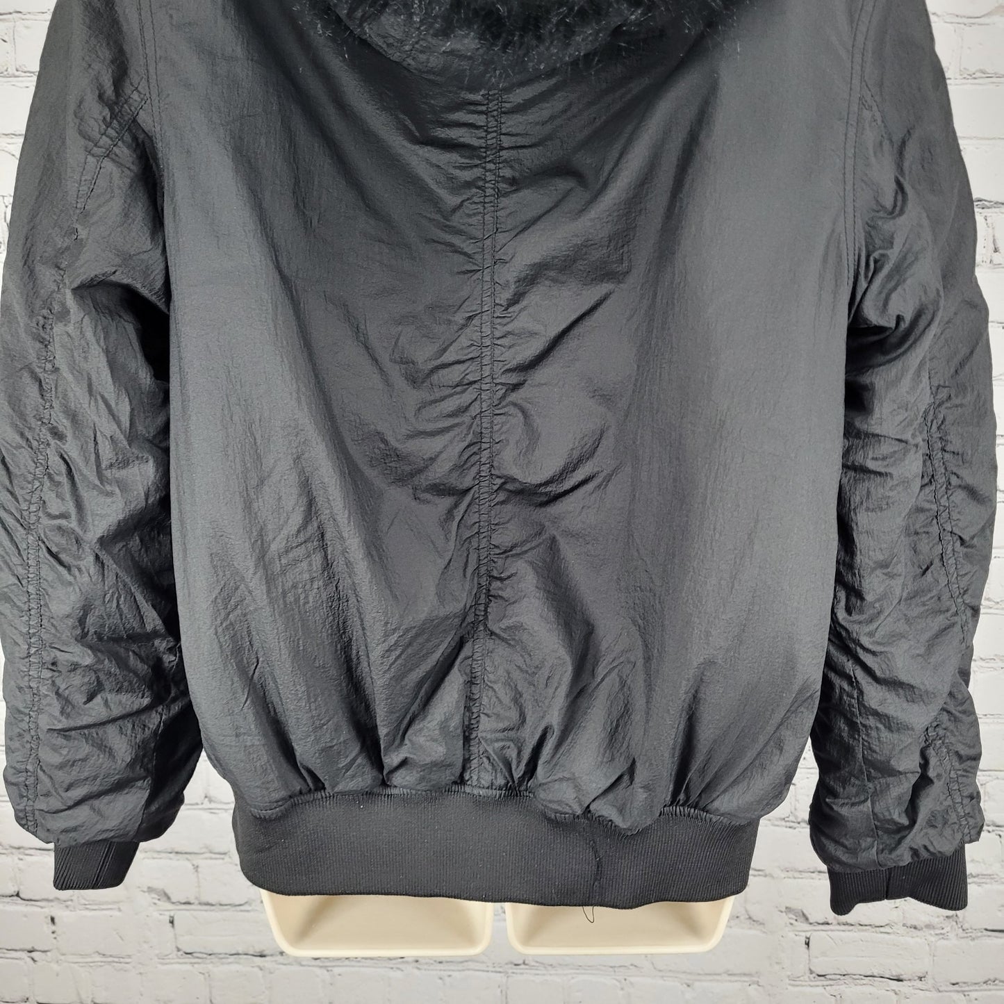 Urban Outfitters Black Hooded Removable Fur Insulated Lightweight Jacket Size XS
