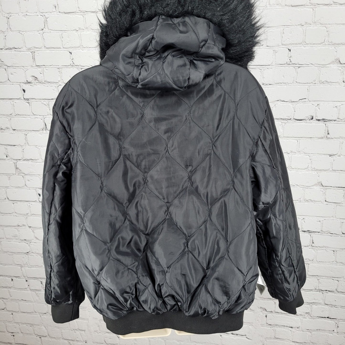 Urban Outfitters Black Hooded Removable Fur Insulated Lightweight Jacket Size XS