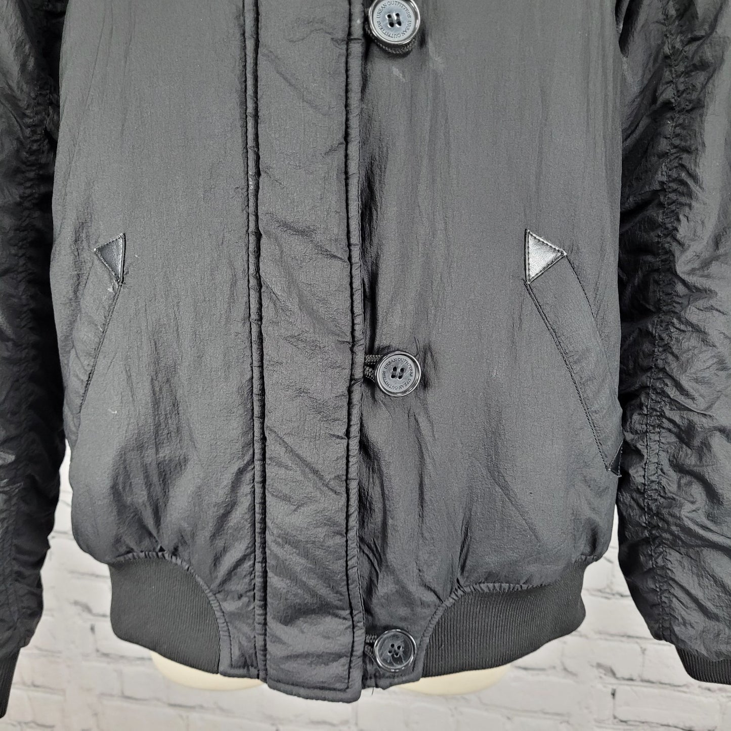 Urban Outfitters Black Hooded Removable Fur Insulated Lightweight Jacket Size XS