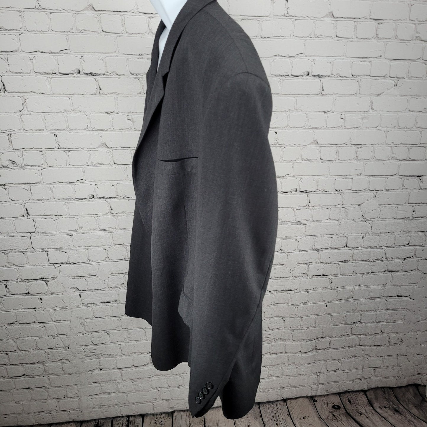 John Weitz Grey Wool Blend Signature Collection 2 Button Blazer Coat Size 56R