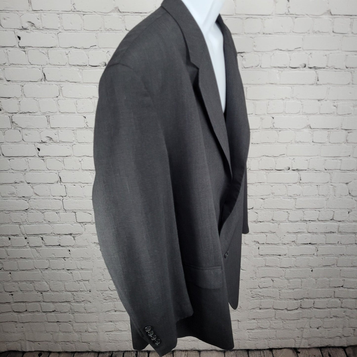 John Weitz Grey Wool Blend Signature Collection 2 Button Blazer Coat Size 56R