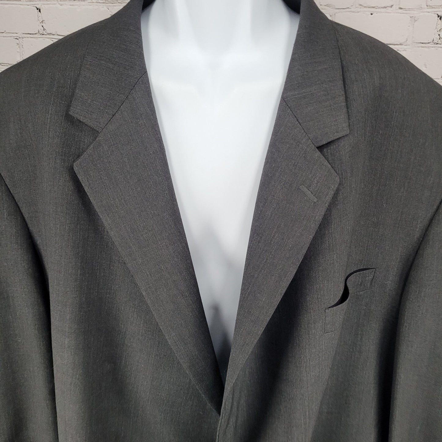John Weitz Grey Wool Blend Signature Collection 2 Button Blazer Coat Size 56R