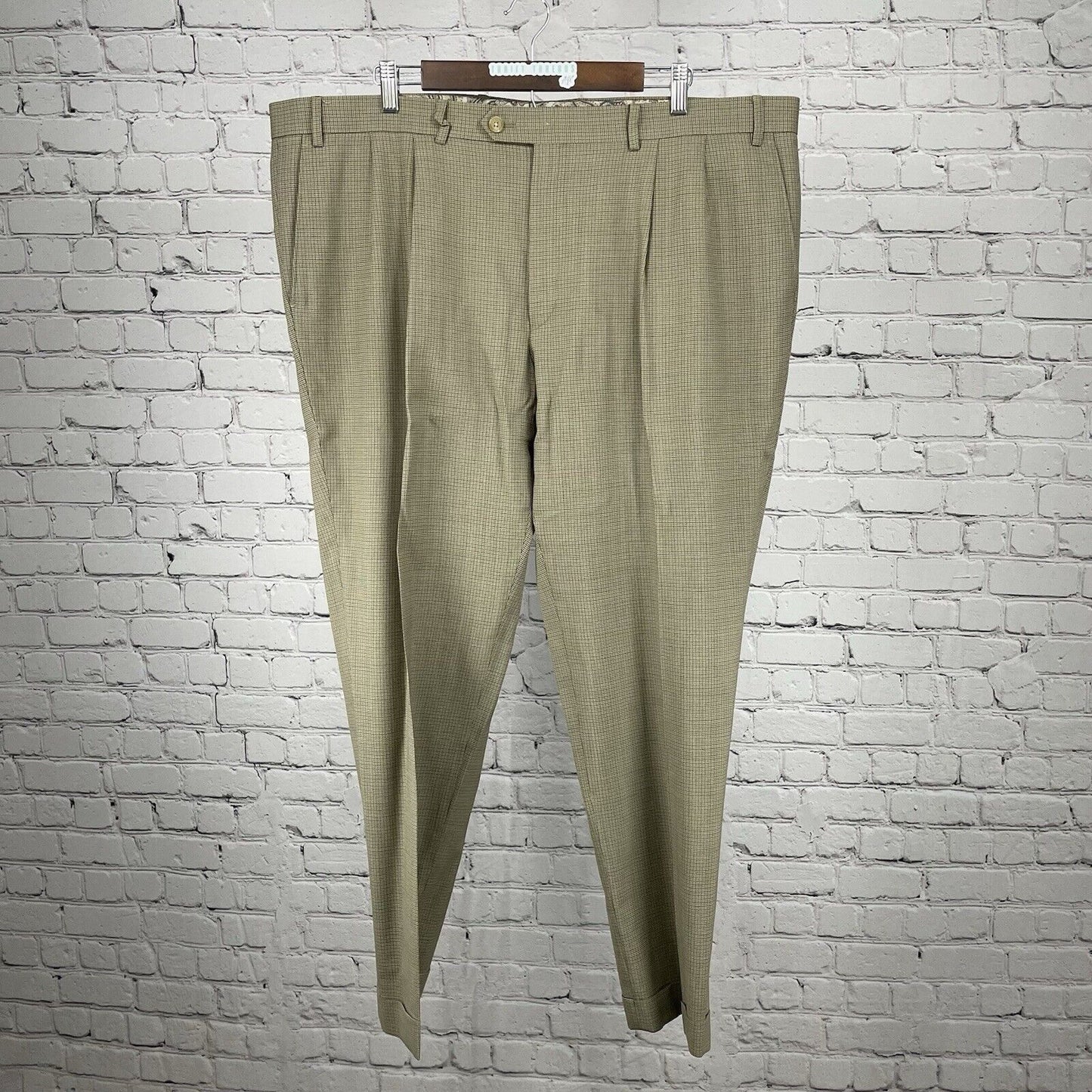 Ralph Lauren Brown Houndstooth Wool Total Comfort Dress Pants Size 42W (42x30)