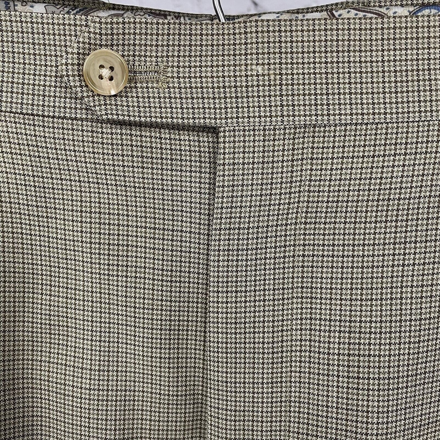 Ralph Lauren Brown Houndstooth Wool Total Comfort Dress Pants Size 42W (42x30)