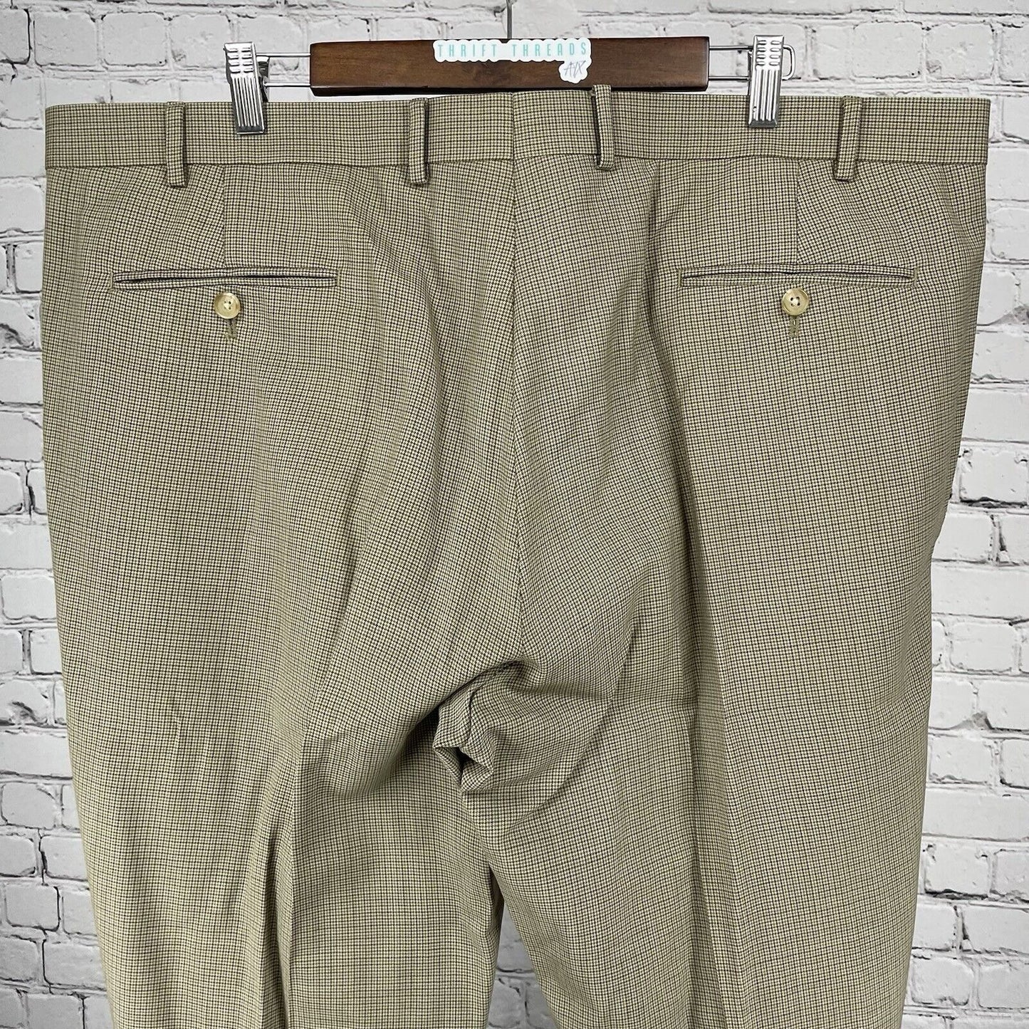 Ralph Lauren Brown Houndstooth Wool Total Comfort Dress Pants Size 42W (42x30)