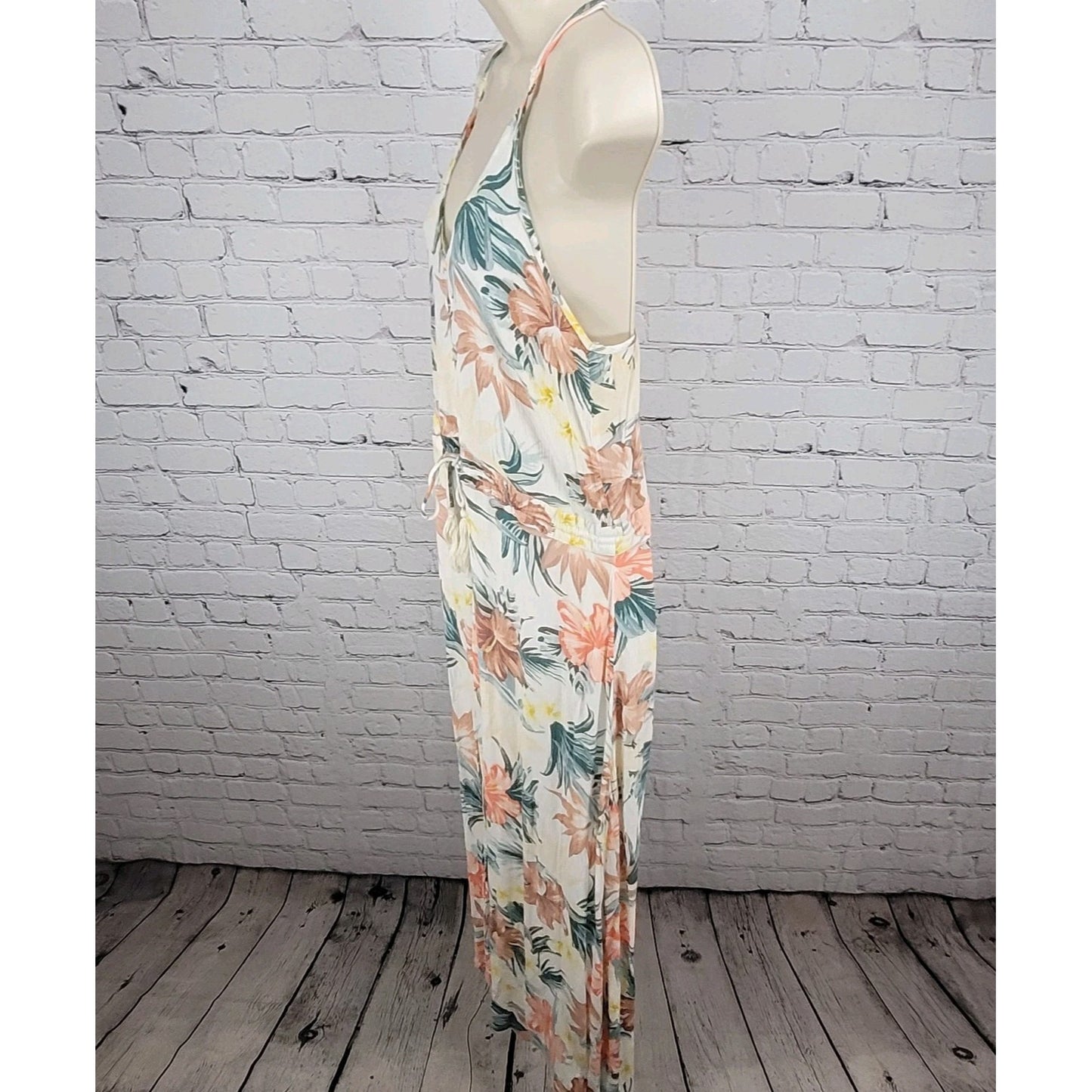 RIP CURL Tropical Floral Lightweight Tie Waist Racerback Dress Size Small S