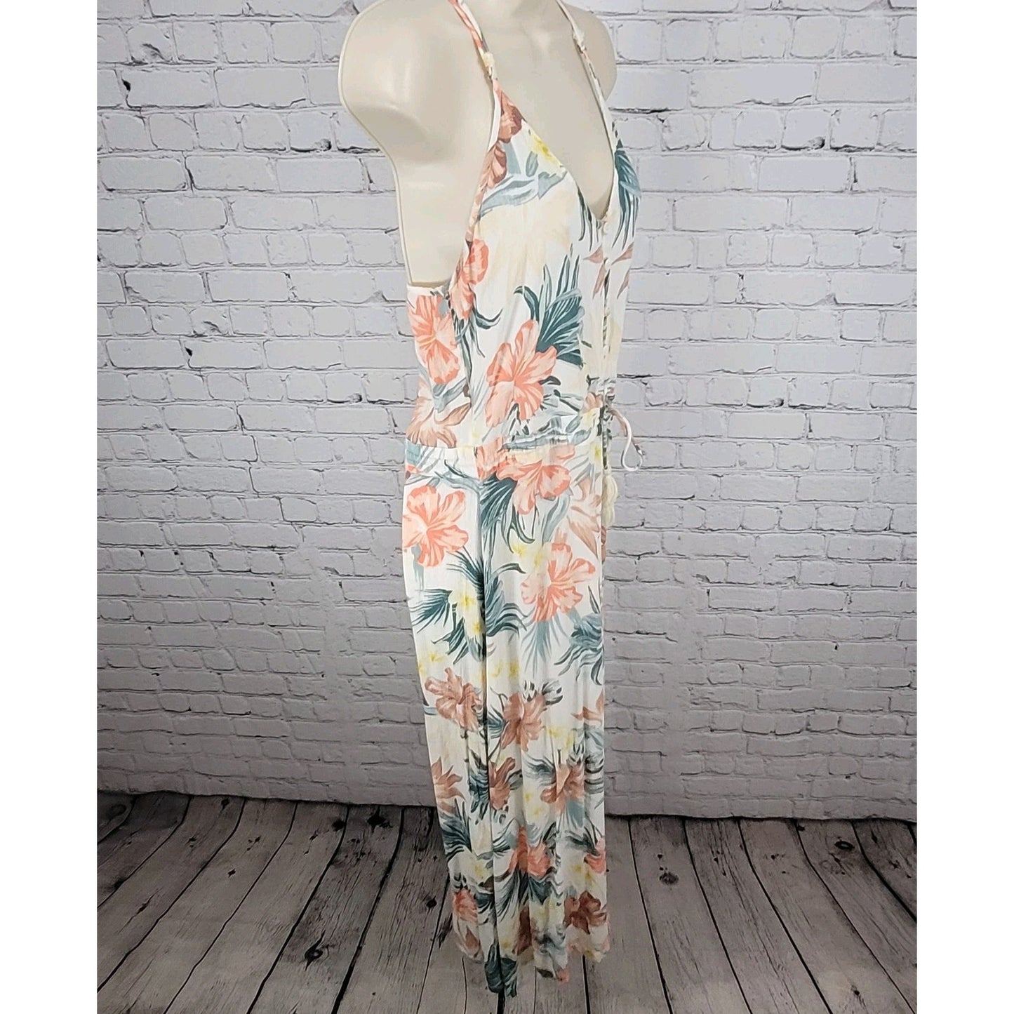 RIP CURL Tropical Floral Lightweight Tie Waist Racerback Dress Size Small S