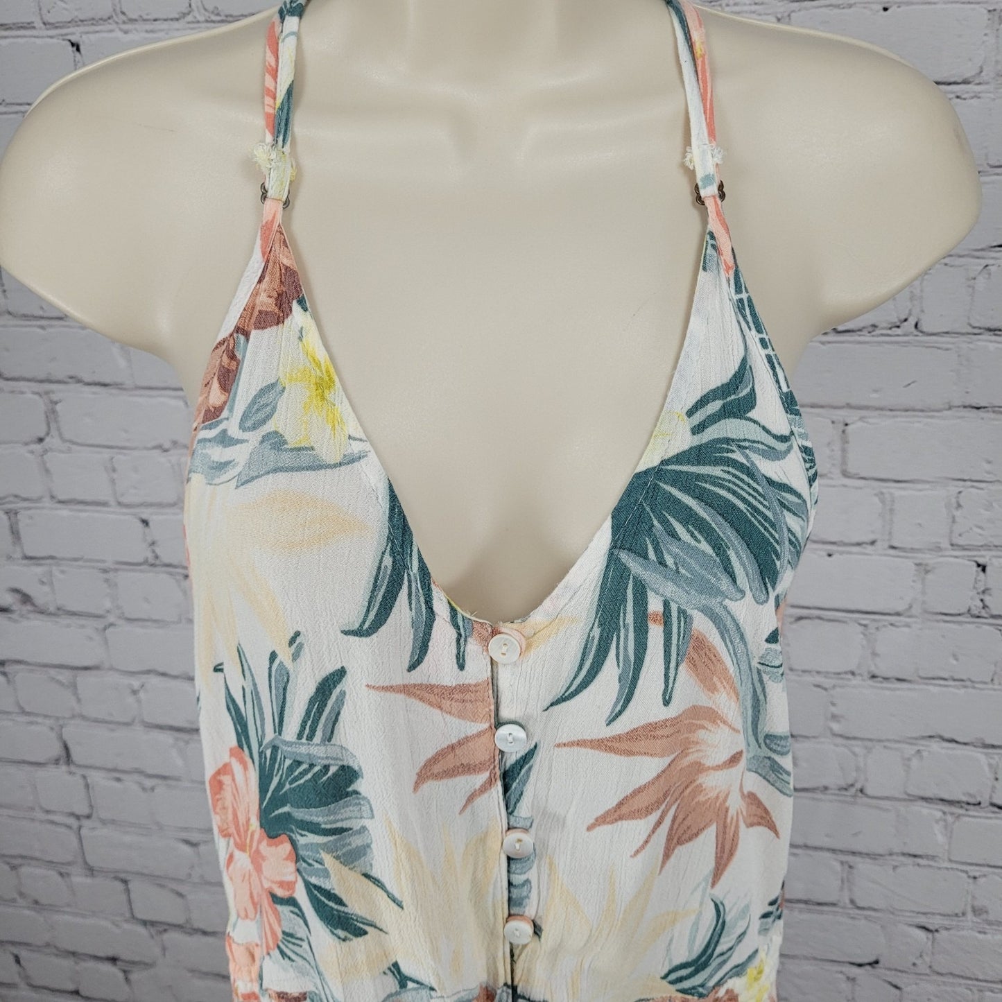 RIP CURL Tropical Floral Lightweight Tie Waist Racerback Dress Size Small S
