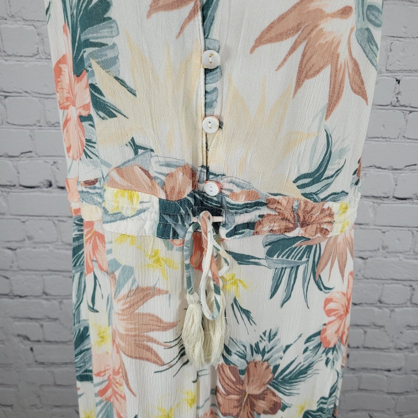 RIP CURL Tropical Floral Lightweight Tie Waist Racerback Dress Size Small S