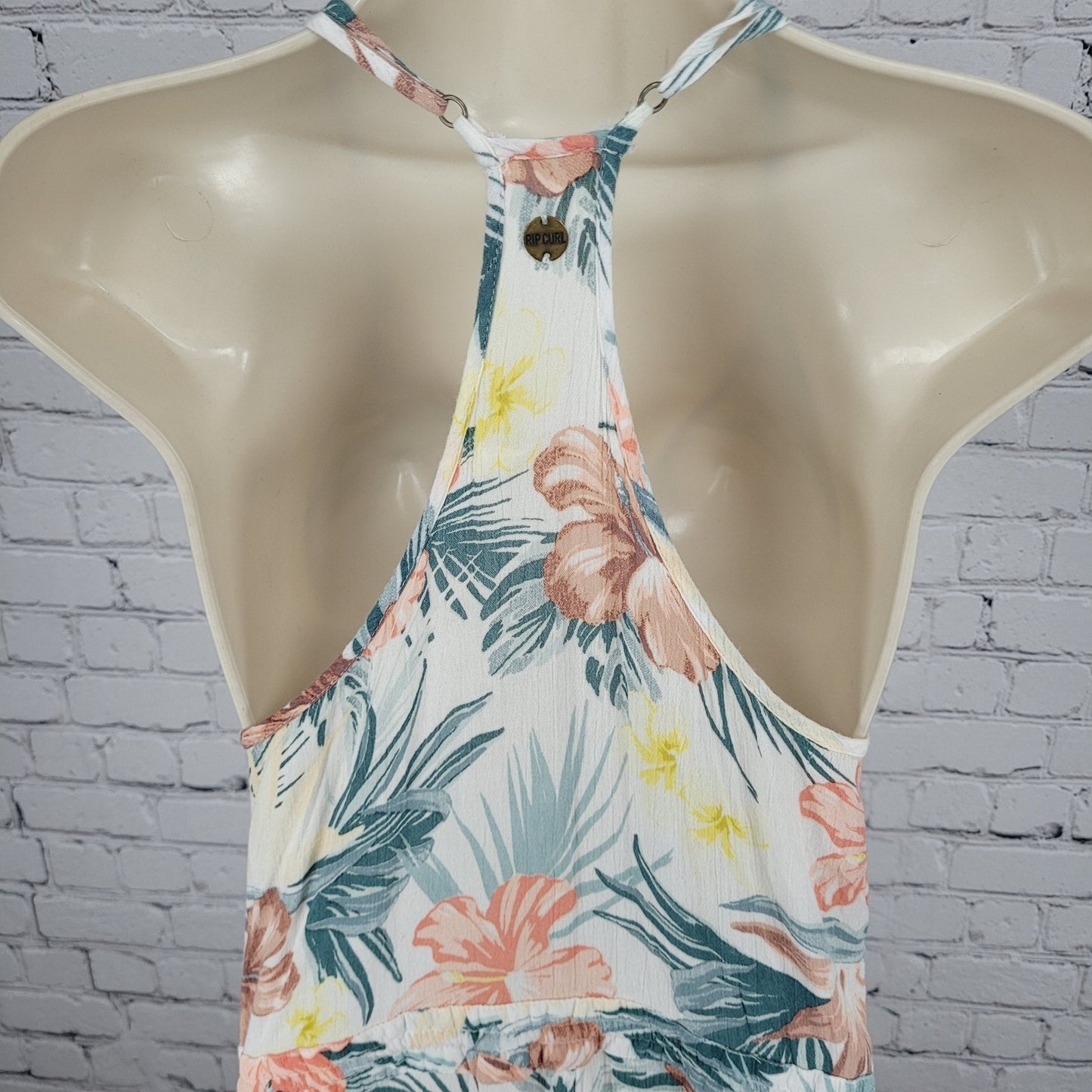 RIP CURL Tropical Floral Lightweight Tie Waist Racerback Dress Size Small S