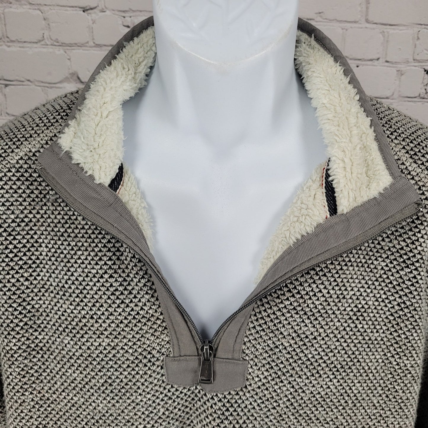 Orvis Grey Classic Collection Sherpa Lined 1/4 Zip Pullover Jacket Size Medium M