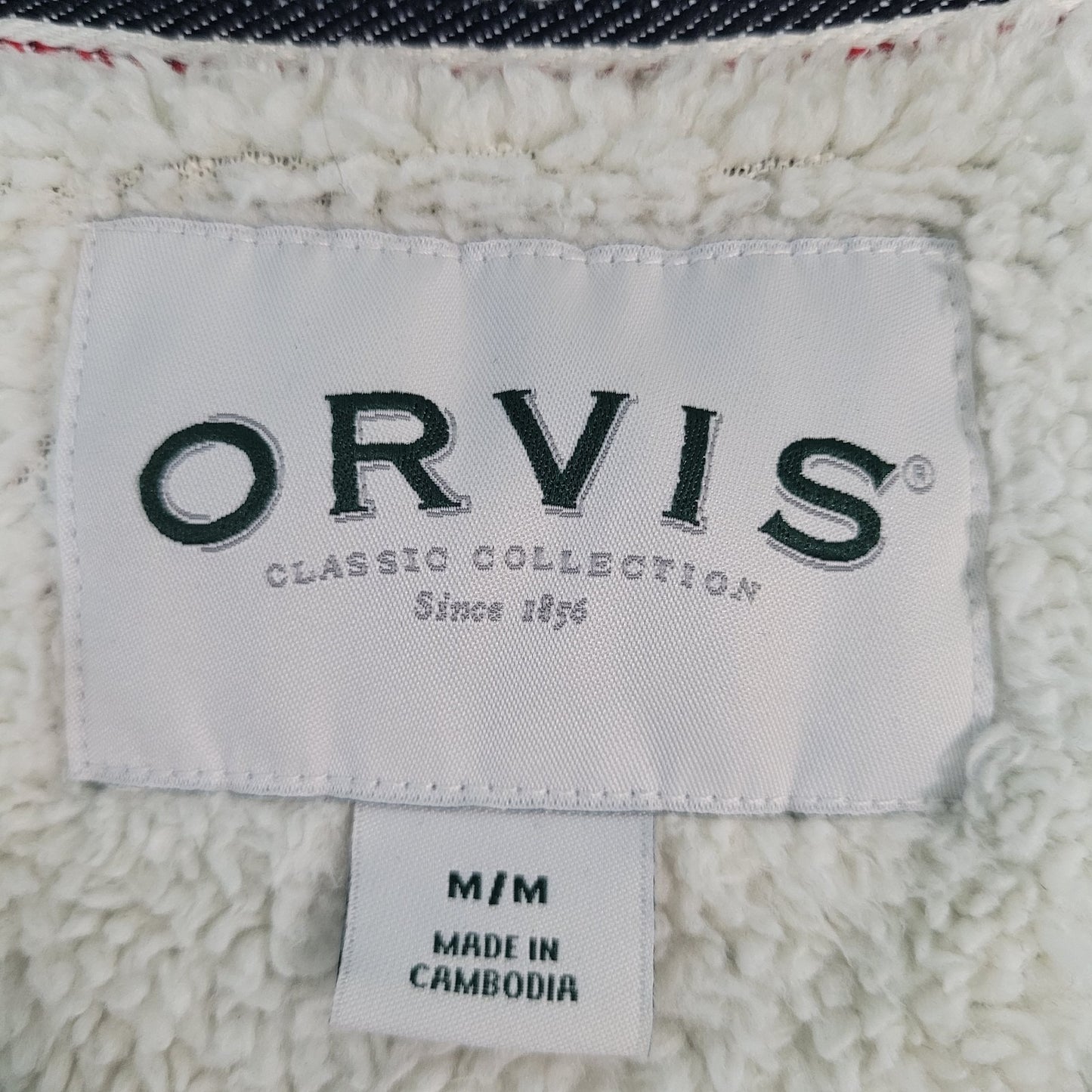 Orvis Grey Classic Collection Sherpa Lined 1/4 Zip Pullover Jacket Size Medium M