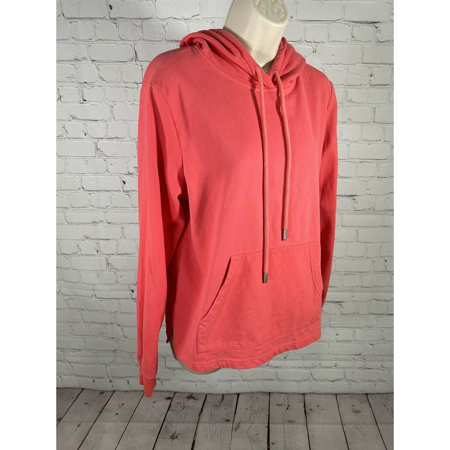 Nicole Miller Hot Pink Pullover Cotton Hoodie Embroidered Sleeve Women’s Size S