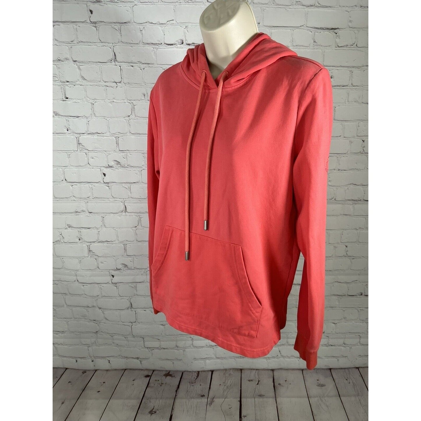Nicole Miller Hot Pink Pullover Cotton Hoodie Embroidered Sleeve Women’s Size S