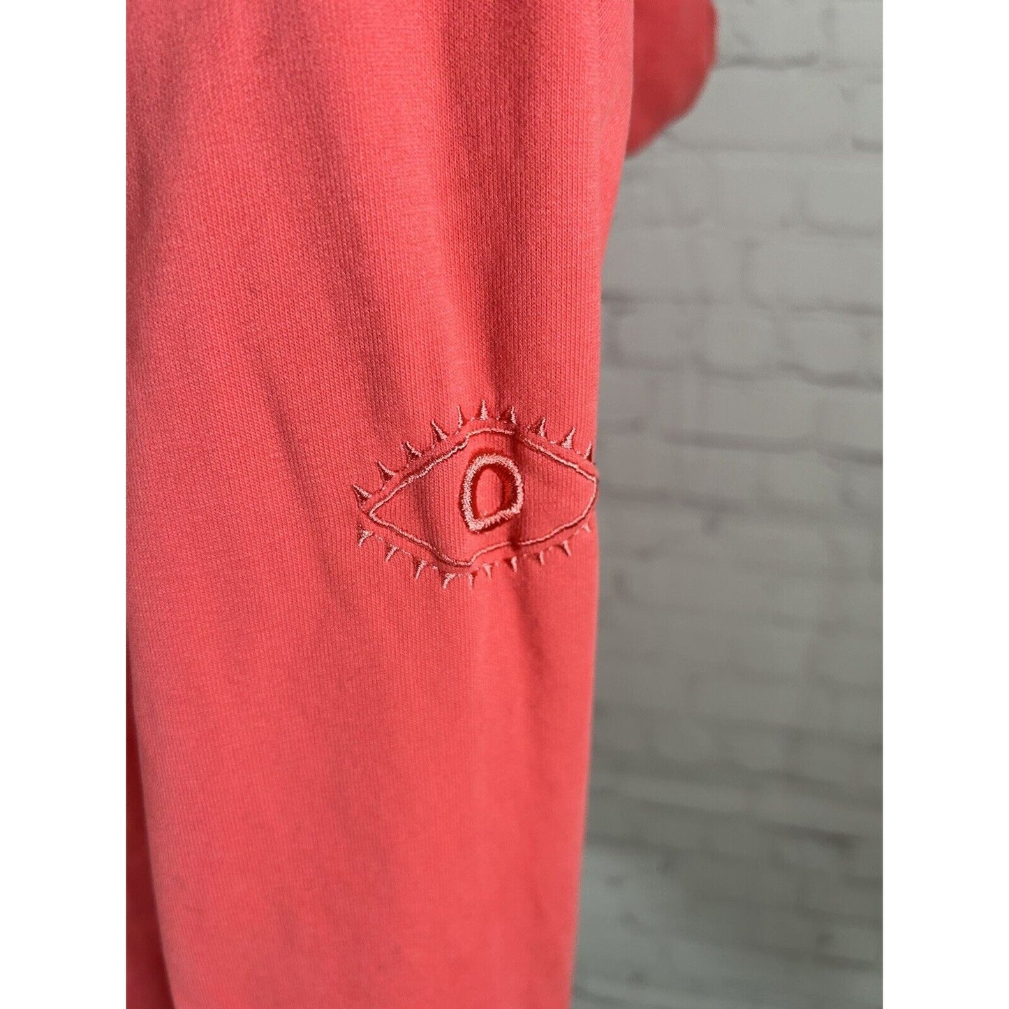 Nicole Miller Hot Pink Pullover Cotton Hoodie Embroidered Sleeve Women’s Size S