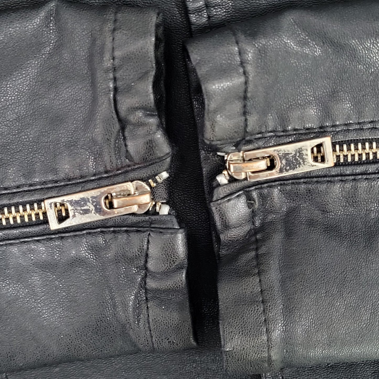 BLANKNYC Black Vegan Leather Moto Biker Collared Zipped Padded Jacket Size XL